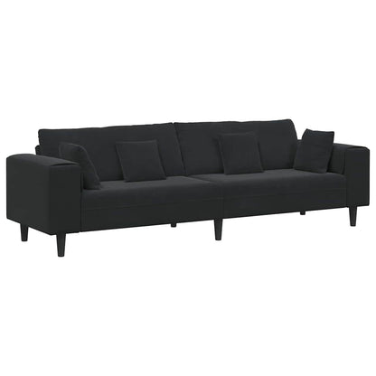 Divano in Velluto con cuscino Nero 208 cm Velluto - homemem39