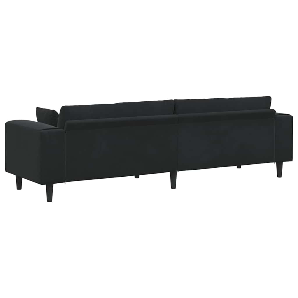 Divano in Velluto con cuscino Nero 208 cm Velluto - homemem39