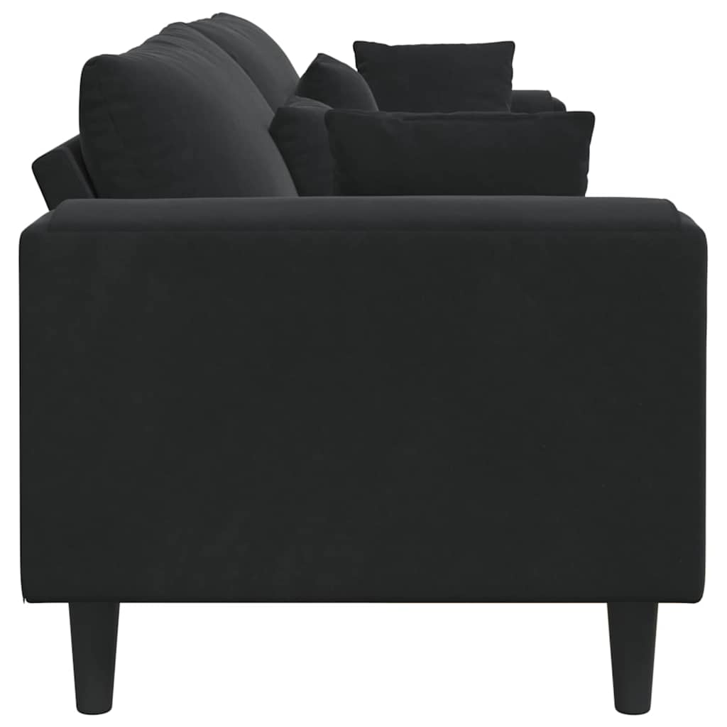 Divano in Velluto con cuscino Nero 208 cm Velluto - homemem39