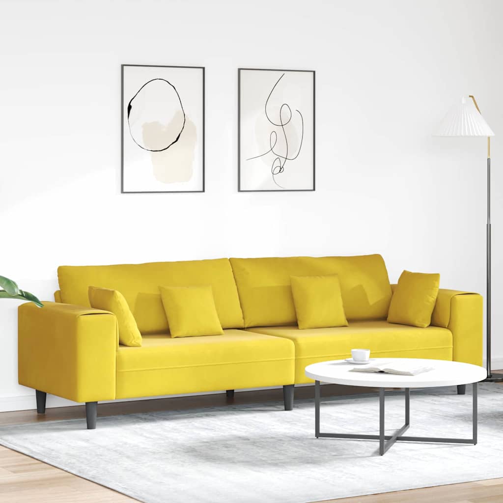 Divano in Velluto con cuscino Giallo 210 cm Velluto - homemem39