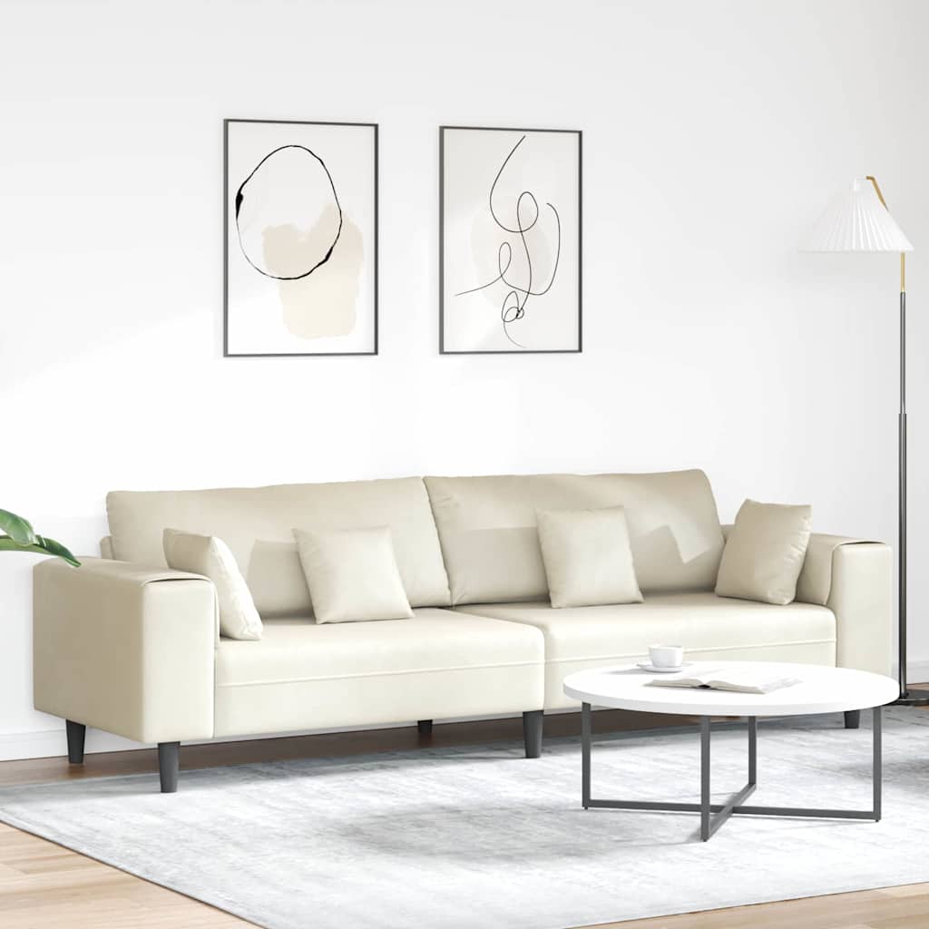 Divano Crema 250 x 77 x 76 cm Velluto | homemem39