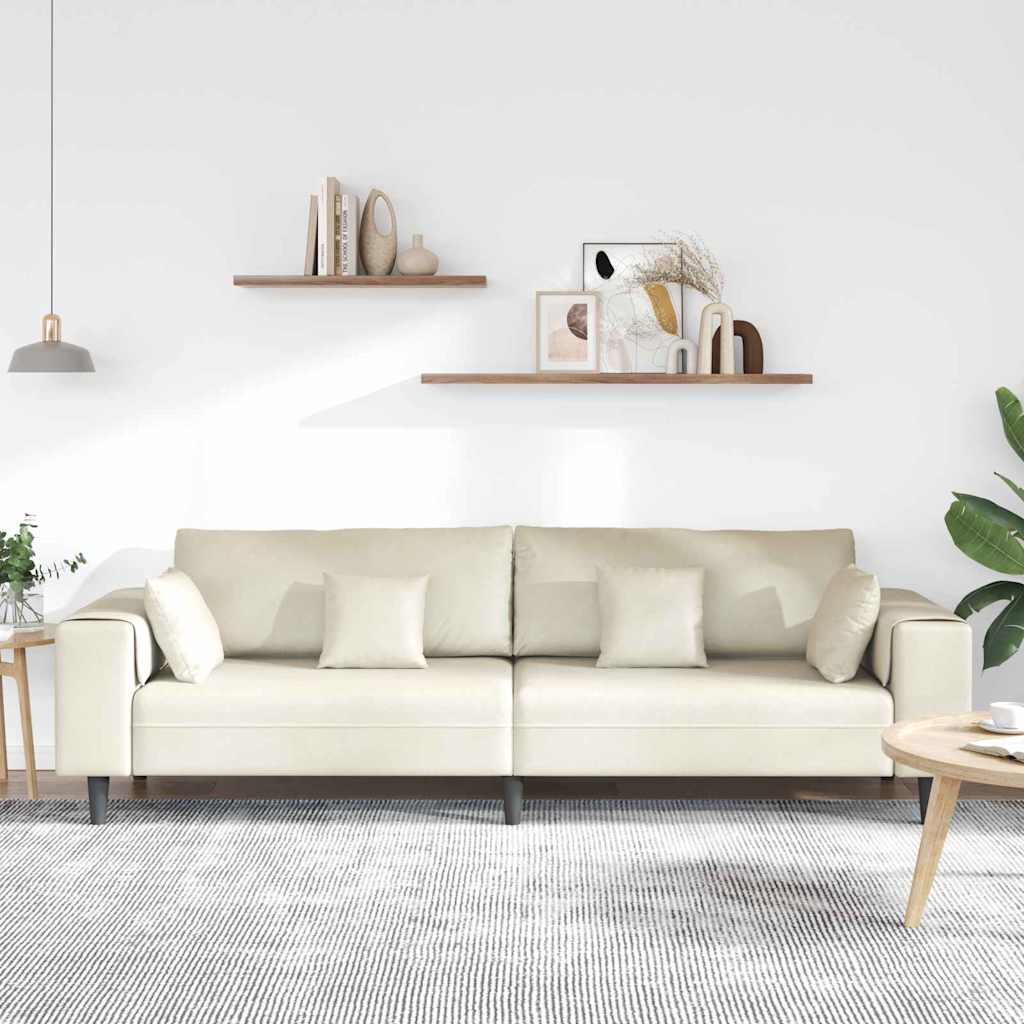 Divano Crema 250 x 77 x 76 cm Velluto | homemem39