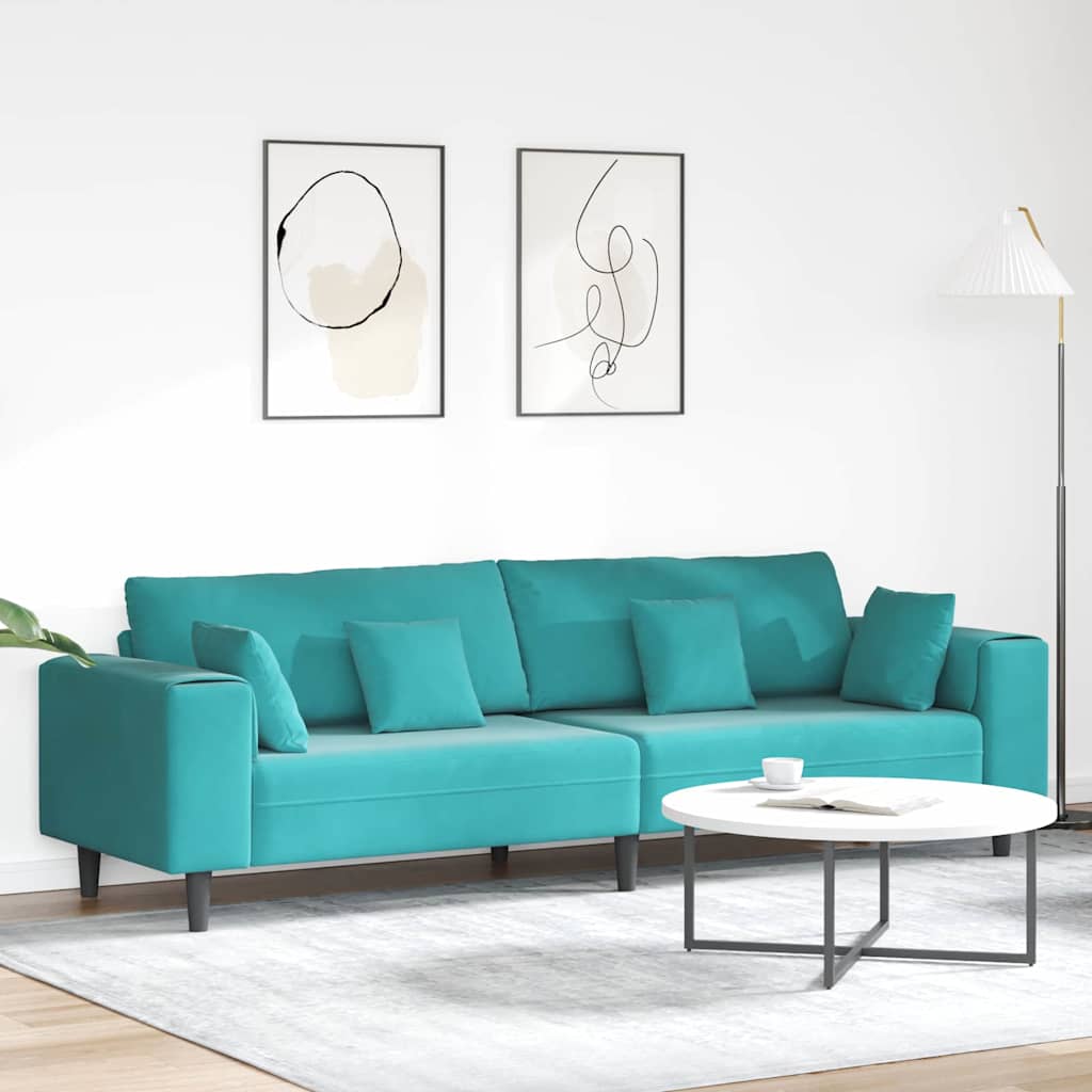 Divano Turchese 250 x 77 x 76 cm Velluto | homemem39