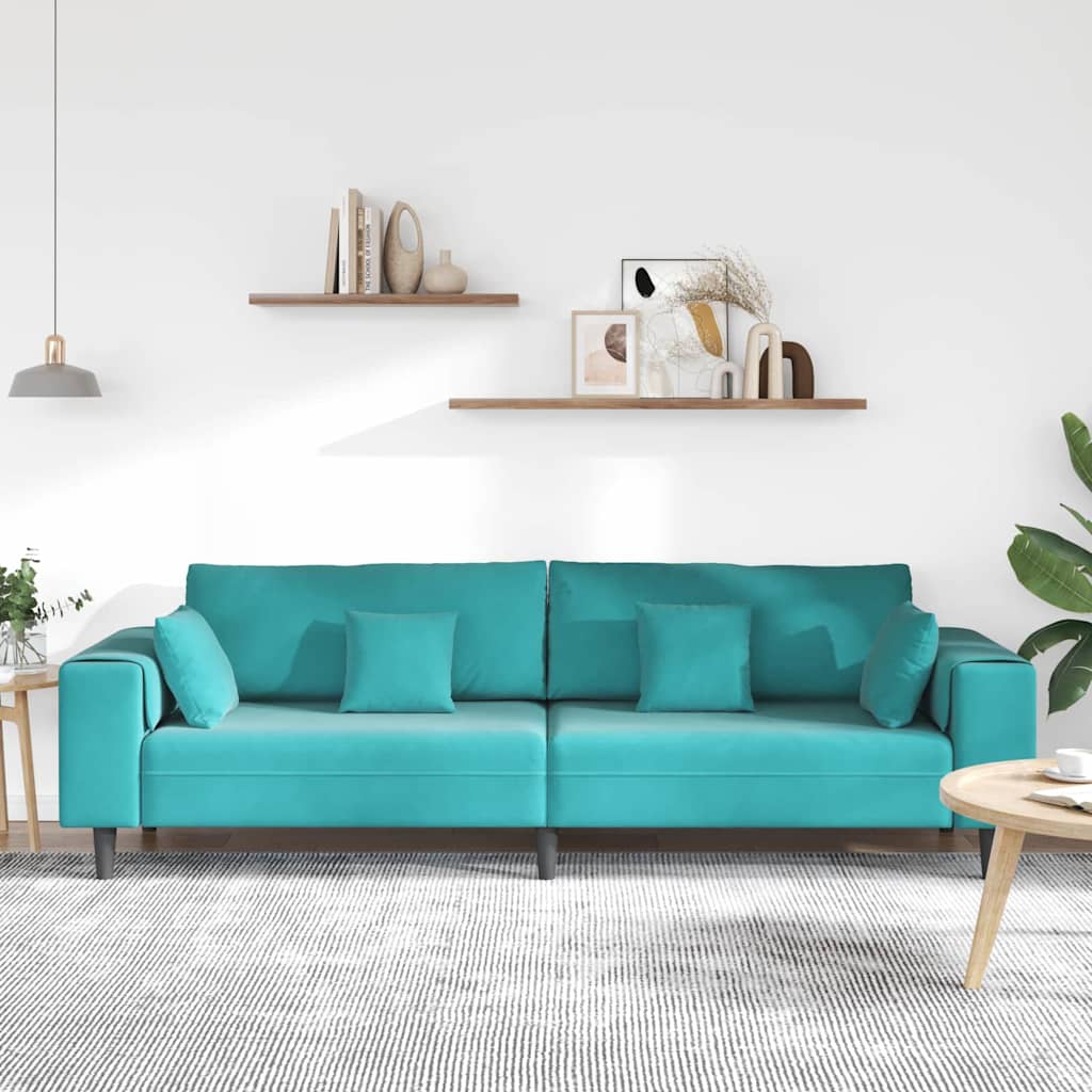 Divano Turchese 250 x 77 x 76 cm Velluto | homemem39