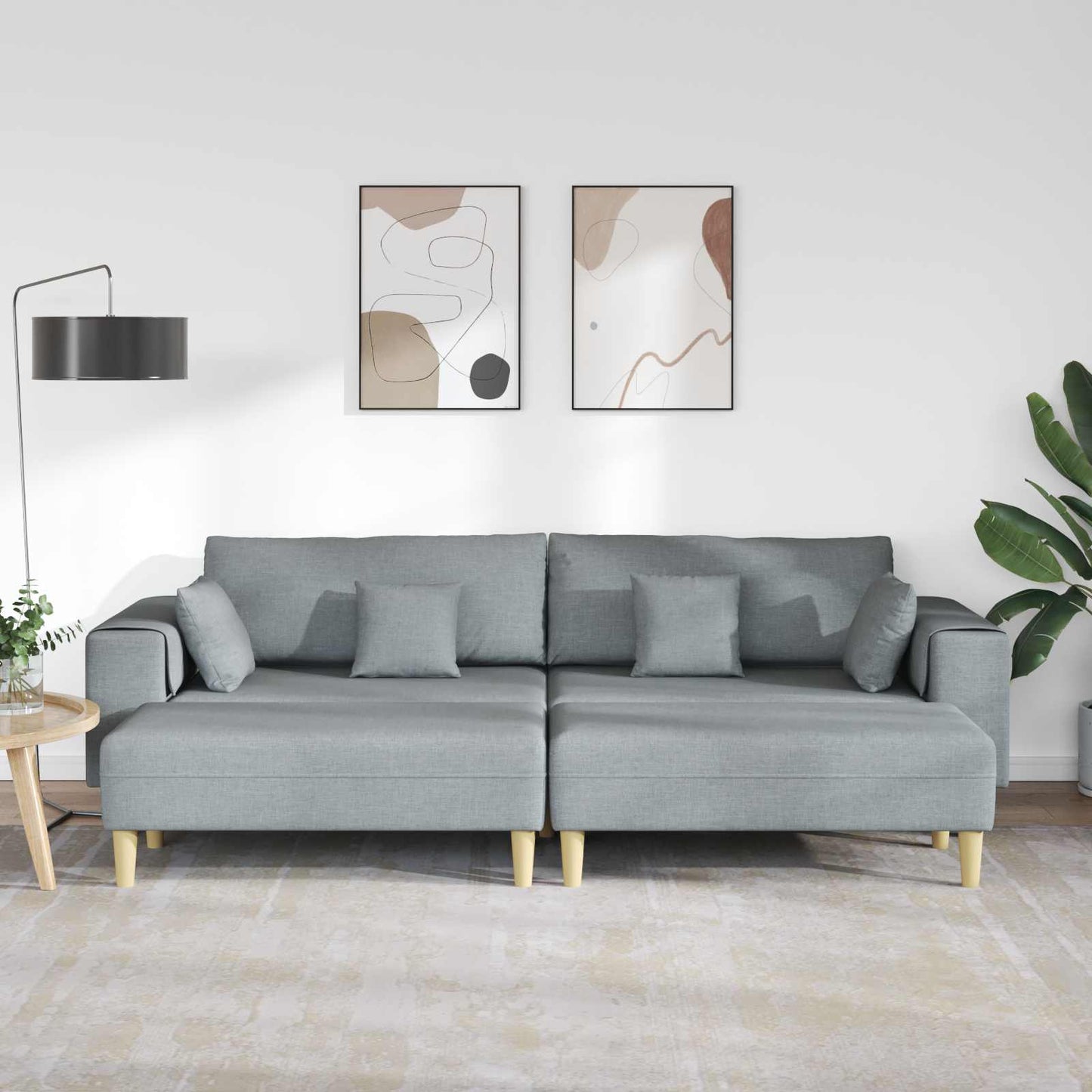 Divano con cuscino 3 pcs Grigio chiaro Tessuto | homemem39