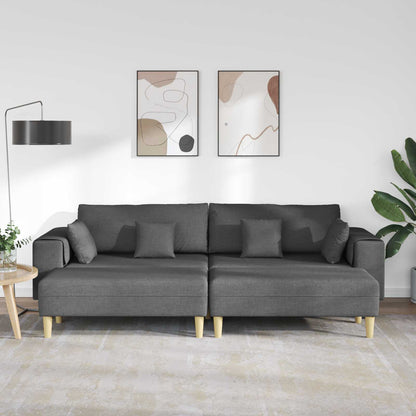 Divano con cuscino 3 pcs Grigio scuro Tessuto - homemem39