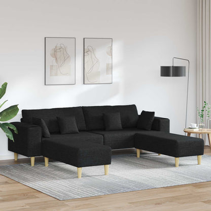 Divano con cuscino 3 pcs Nero Tessuto | homemem39