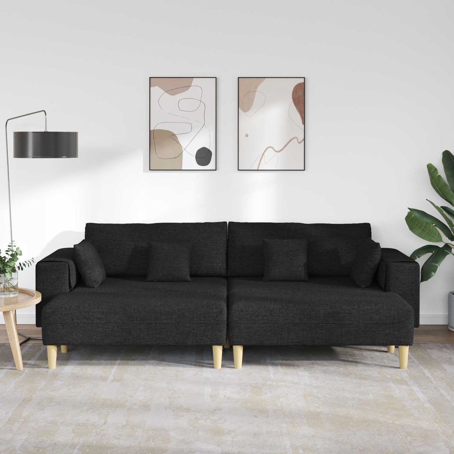 Divano con cuscino 3 pcs Nero Tessuto | homemem39