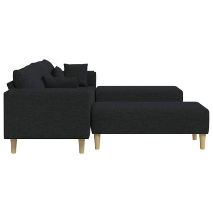 Divano con cuscino 3 pcs Nero Tessuto