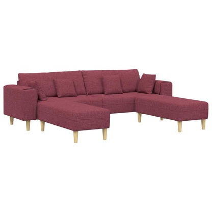 Divano con cuscino 3 pcs Rosso Vino Tessuto