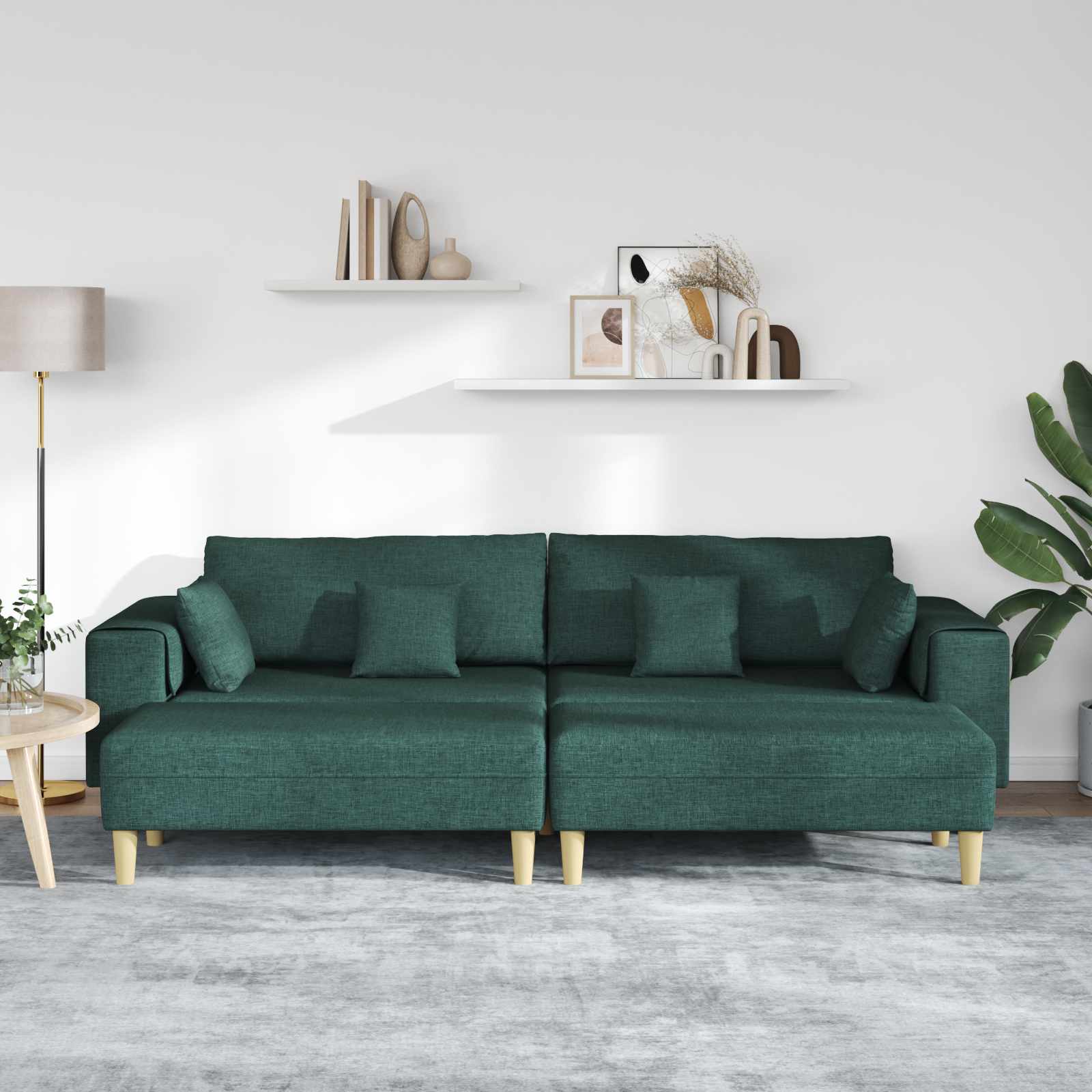 Divano con cuscino 3 pcs Verde Scuro Tessuto | homemem39