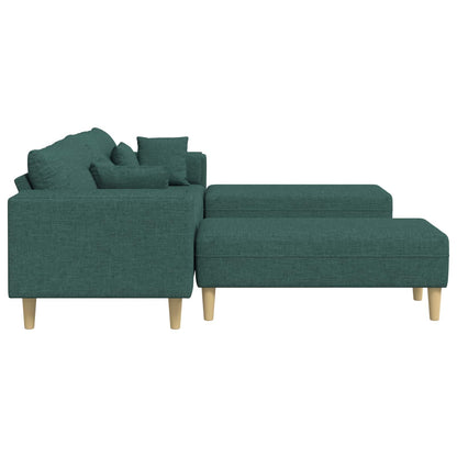 Divano con cuscino 3 pcs Verde Scuro Tessuto | homemem39