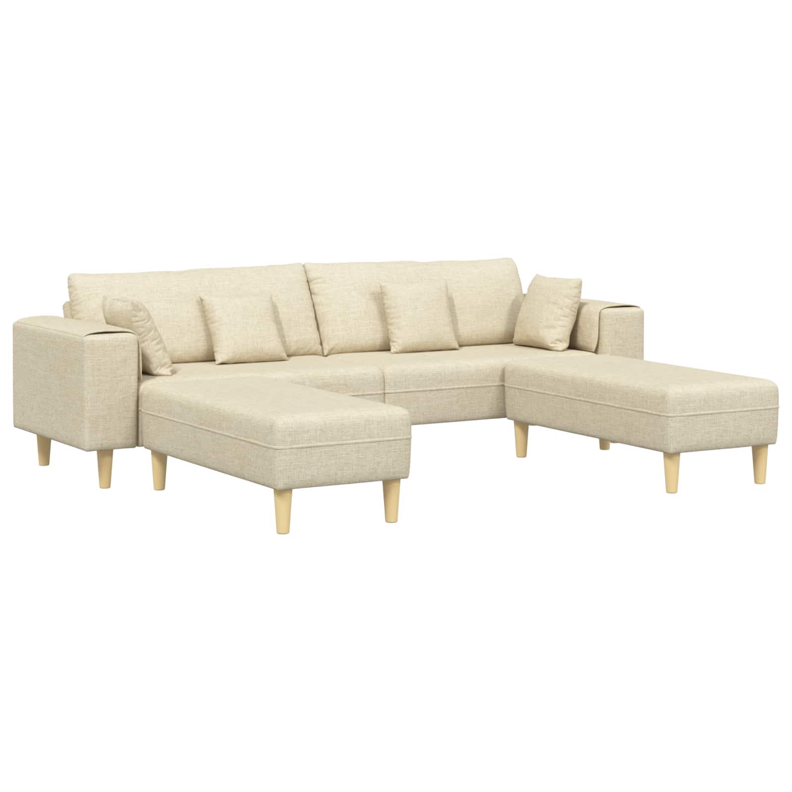 Divano con cuscino 3 pcs Crema Tessuto | homemem39