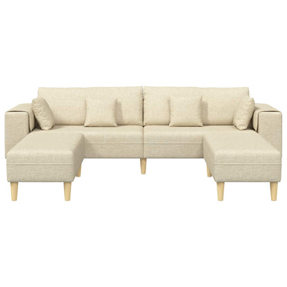 Divano con cuscino 3 pcs Crema Tessuto | homemem39