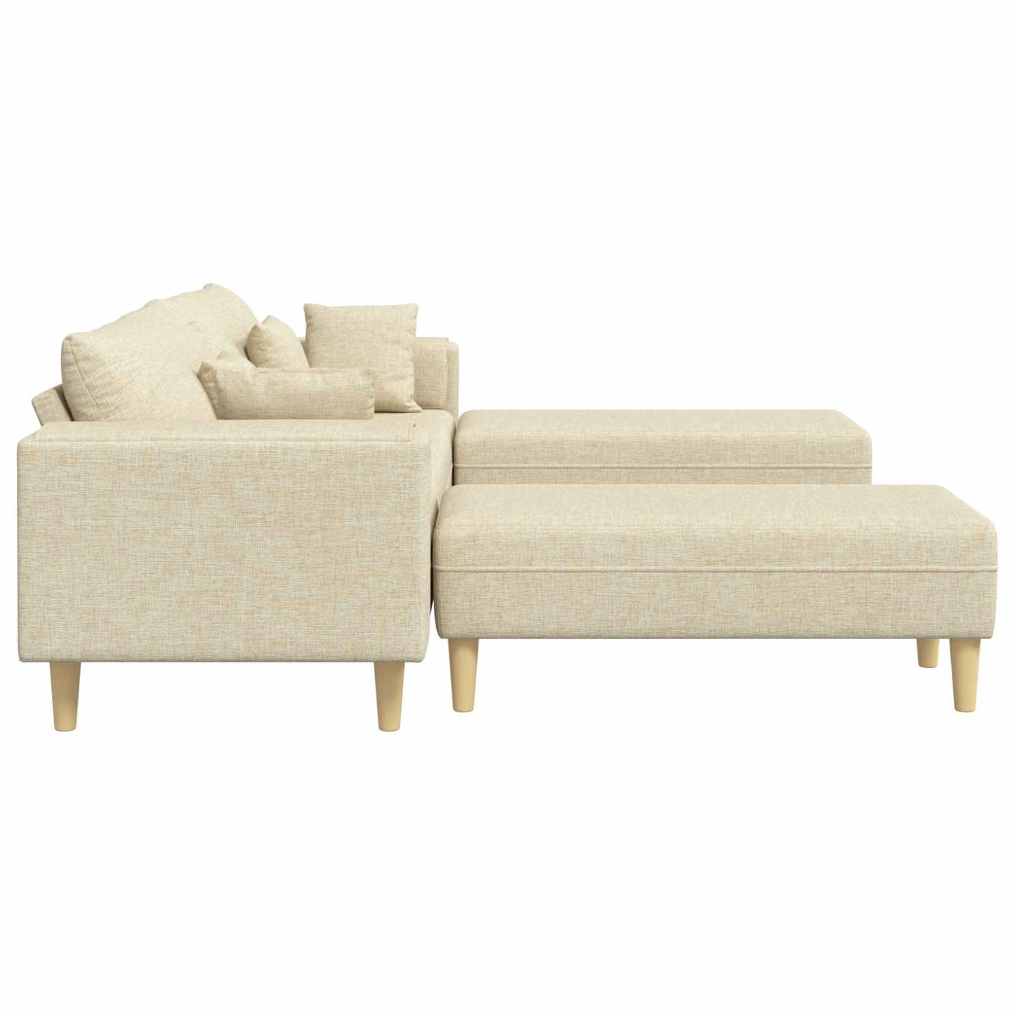 Divano con cuscino 3 pcs Crema Tessuto | homemem39