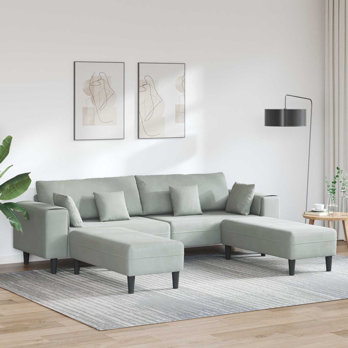 Divano 3 pcs Grigio chiaro 250 x 188 x 76 cm Velluto | homemem39