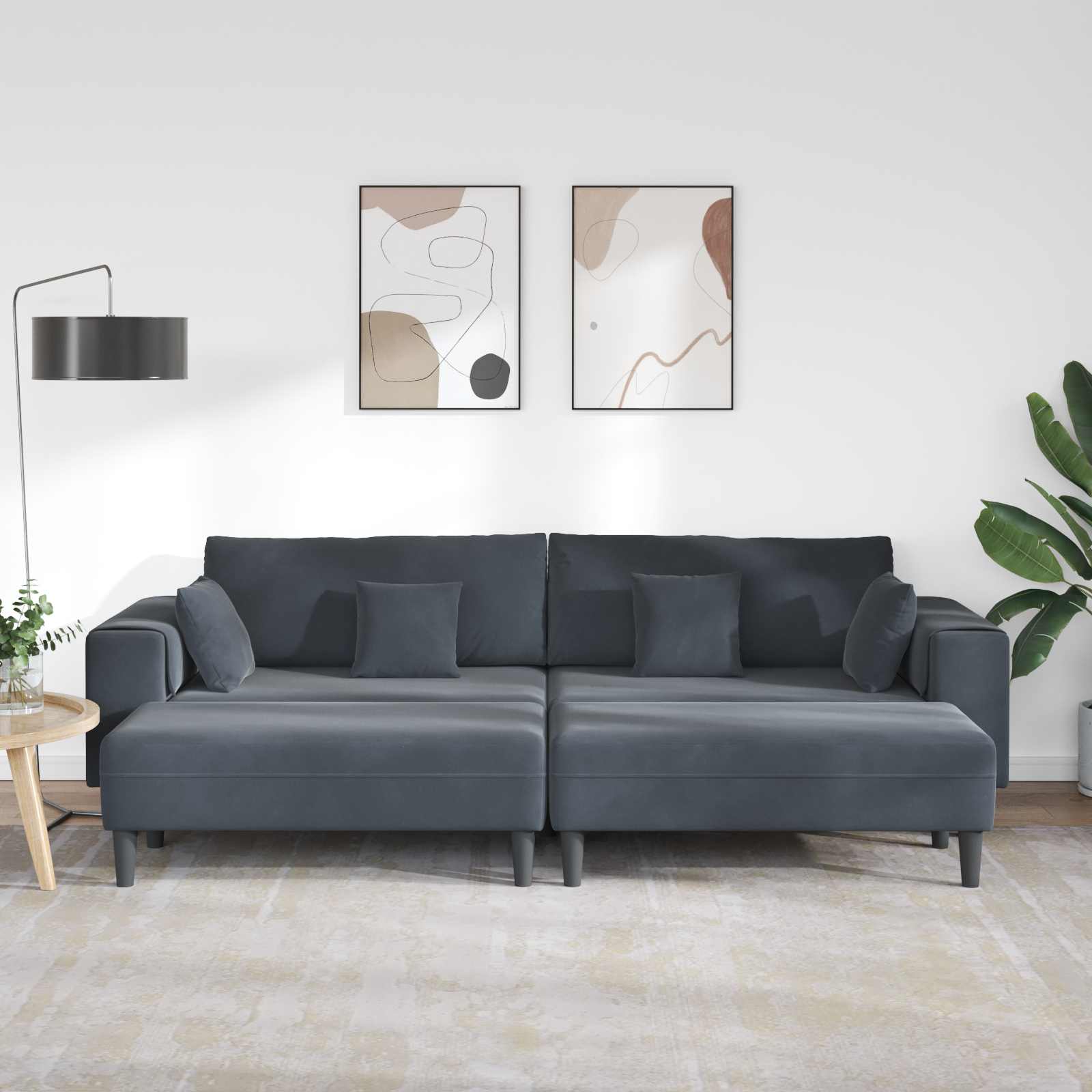 Divano 3 pcs Grigio scuro 250 x 188 x 76 cm Velluto | homemem39