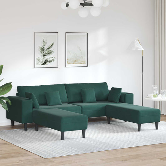 Divano 3 pcs Verde Scuro 250 x 188 x 76 cm Velluto | homemem39