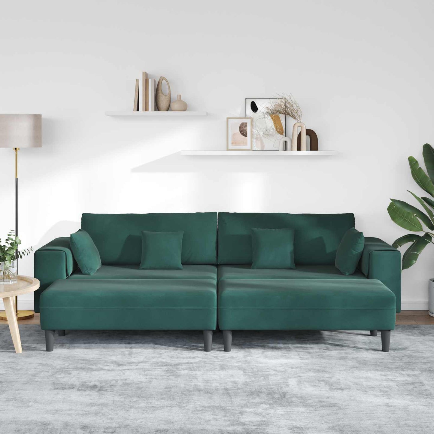 Divano 3 pcs Verde Scuro 250 x 188 x 76 cm Velluto