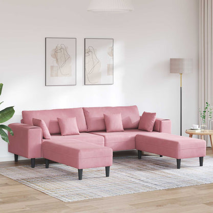 Divano 3 pcs Rosa 250 x 188 x 76 cm Velluto | homemem39