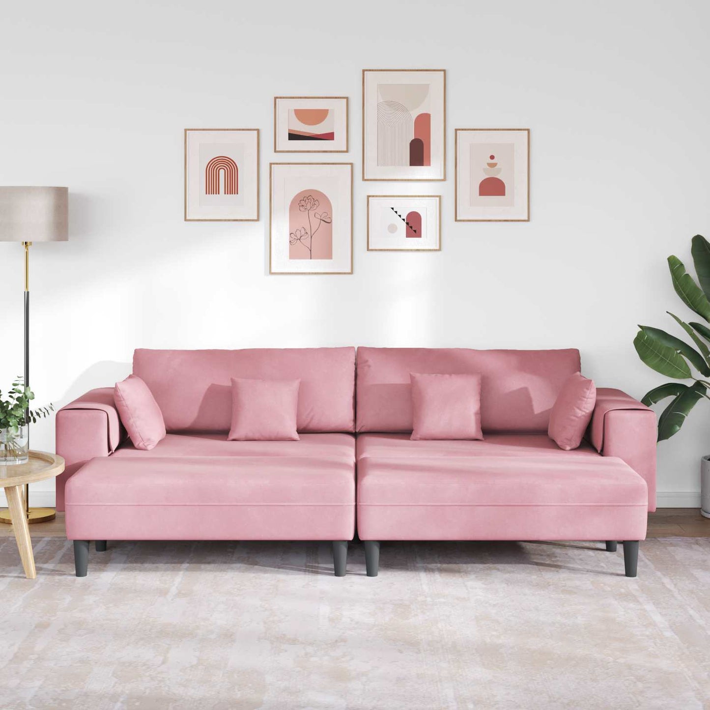 Divano 3 pcs Rosa 250 x 188 x 76 cm Velluto | homemem39