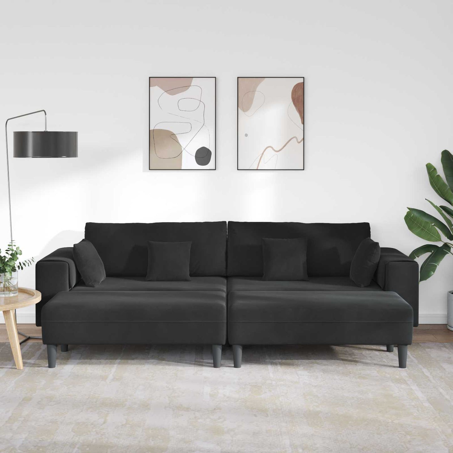 Divano 3 pcs Nero 250 x 188 x 76 cm Velluto | homemem39