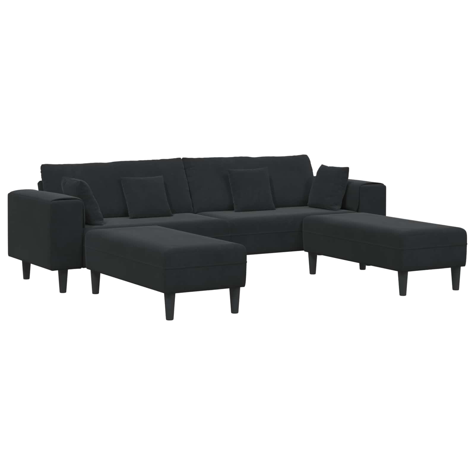 Divano 3 pcs Nero 250 x 188 x 76 cm Velluto | homemem39