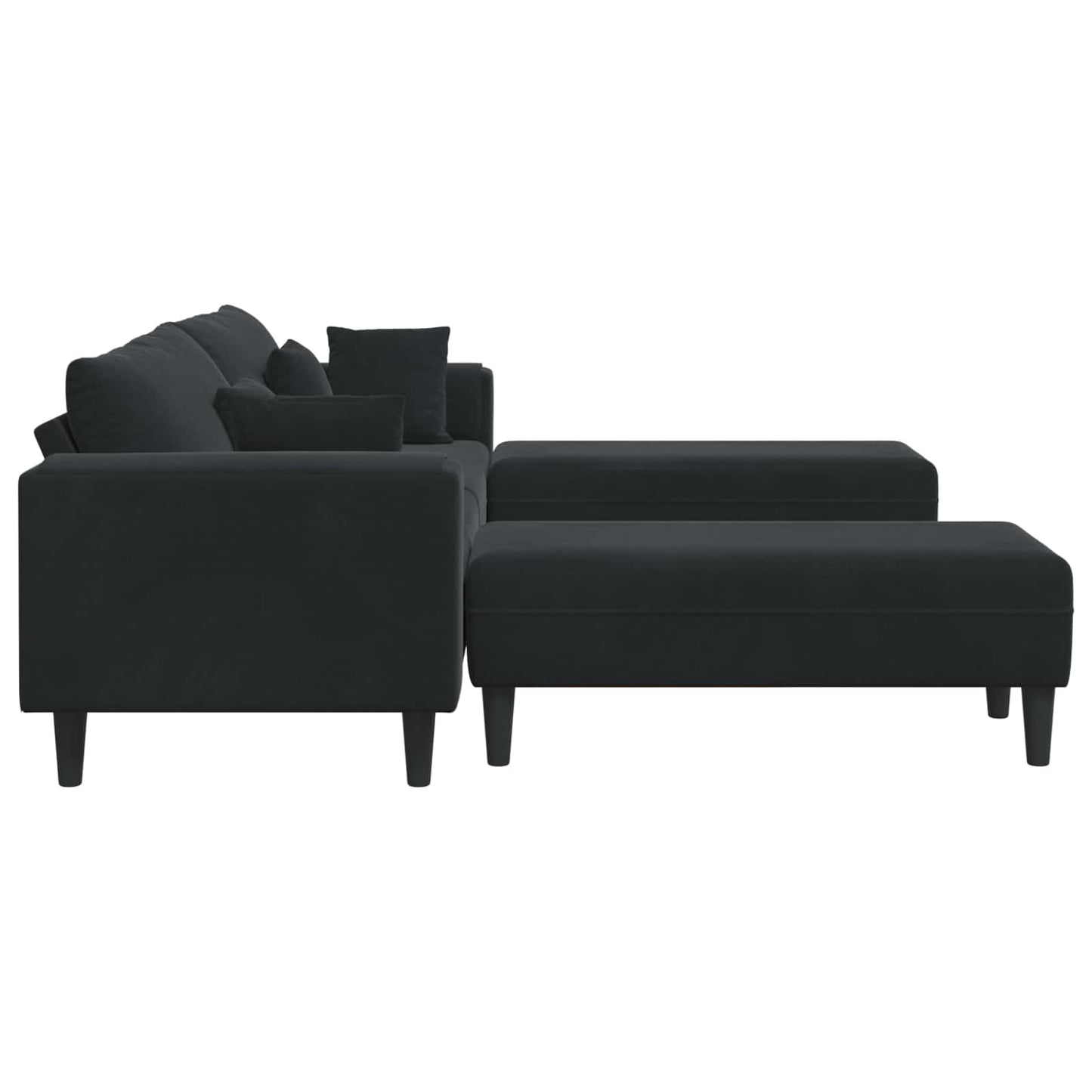 Divano 3 pcs Nero 250 x 188 x 76 cm Velluto | homemem39
