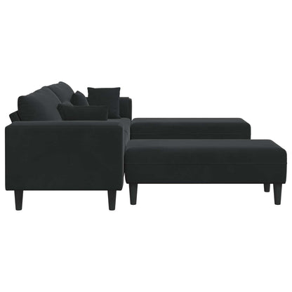 Divano 3 pcs Nero 250 x 188 x 76 cm Velluto | homemem39