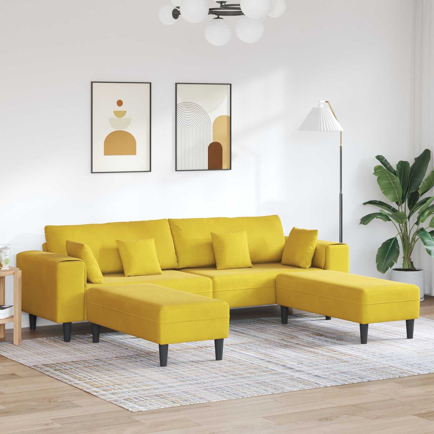 Divano 3 pcs Giallo 250 x 188 x 76 cm Velluto