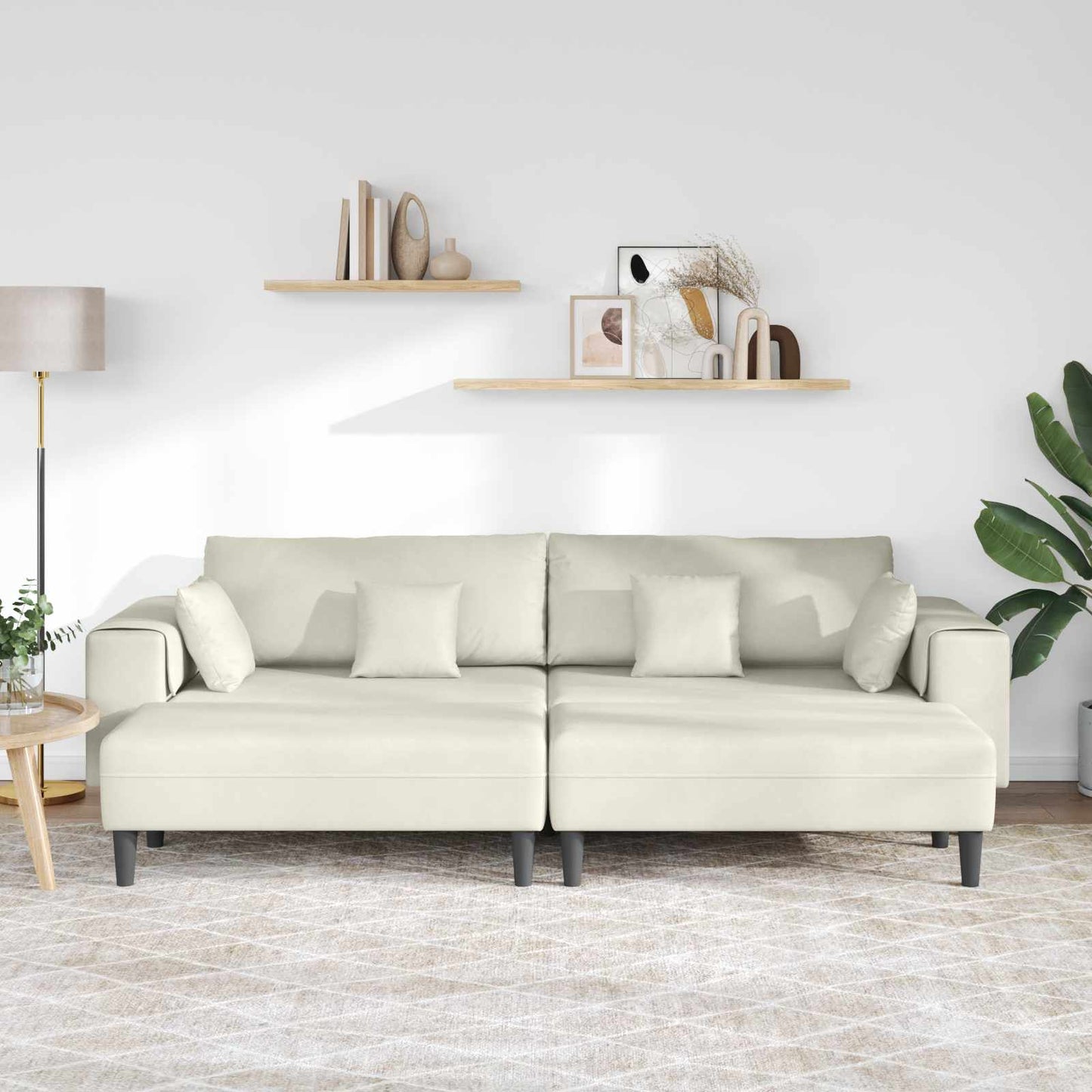 Divano 3 pcs Crema 250 x 188 x 76 cm Velluto | homemem39