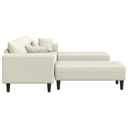 Divano 3 pcs Crema 250 x 188 x 76 cm Velluto | homemem39