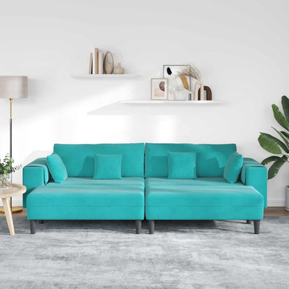 Divano 3 pcs Turchese 250 x 188 x 76 cm Velluto | homemem39