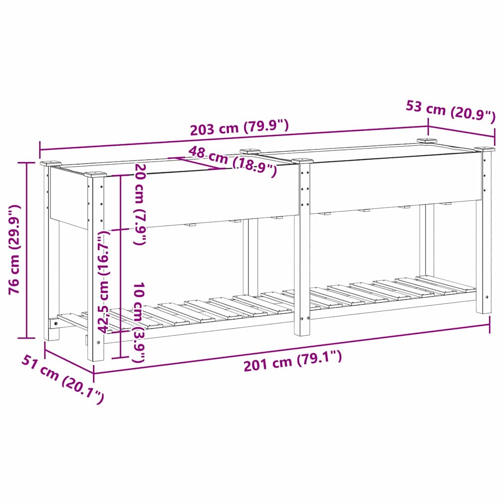 Vaso da giardino con lo scaffale Beige 203 x 53 x 76,5 cm