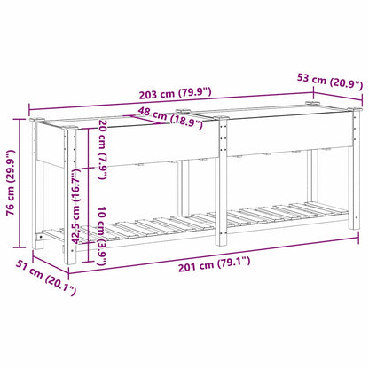 Vaso da giardino con lo scaffale Beige 203 x 53 x 76,5 cm