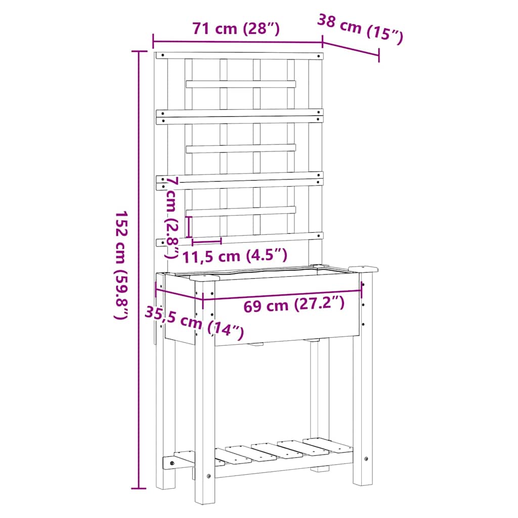 Vaso da giardino Beige 71 x 38 x 152 cm Legno di Abete Massello | homemem39
