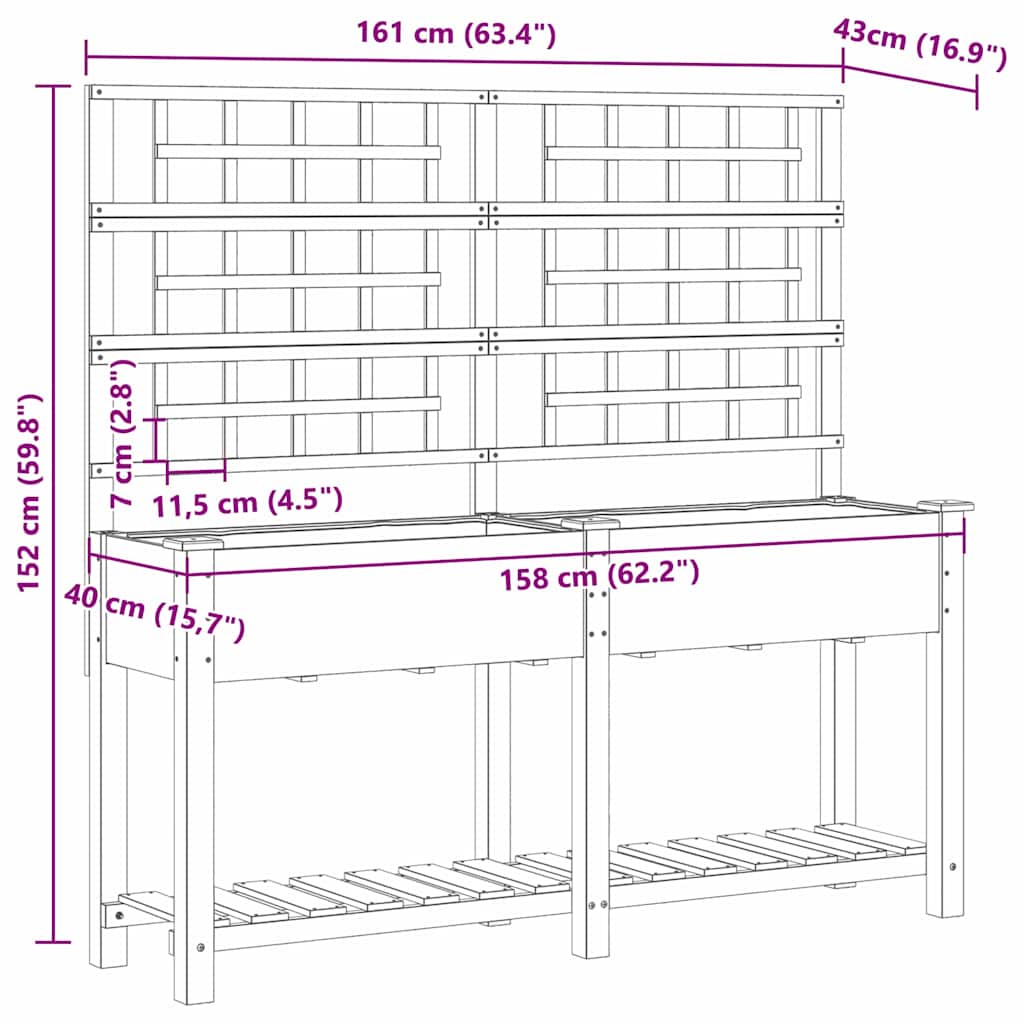 Vaso da giardino con lo scaffale Beige 161 x 46 x 152,5 cm