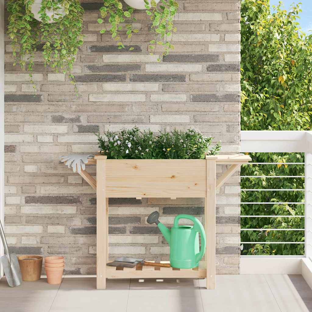 Vaso da giardino con lo scaffale Beige 111 x 37 x 76,5 cm