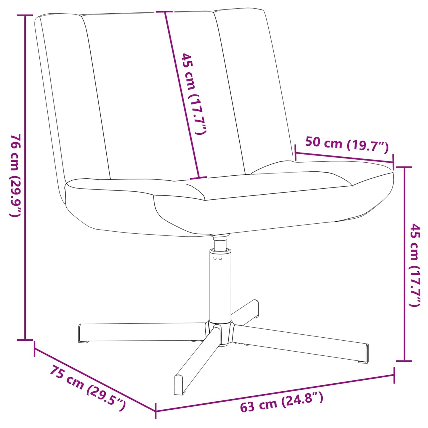 Sedia girevole Rosa 63 x 75 x 76 cm Pelle di Pecora