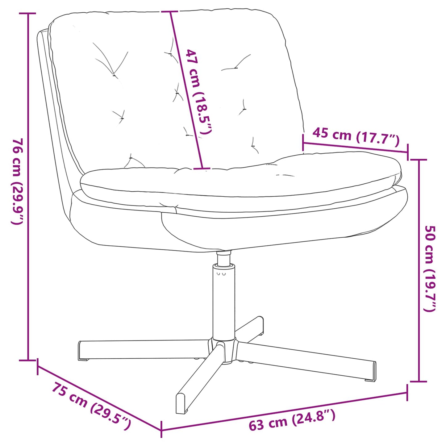 Poltrona Relax con Base Girevole Grigio scuro 63 x 75 x 76 cm