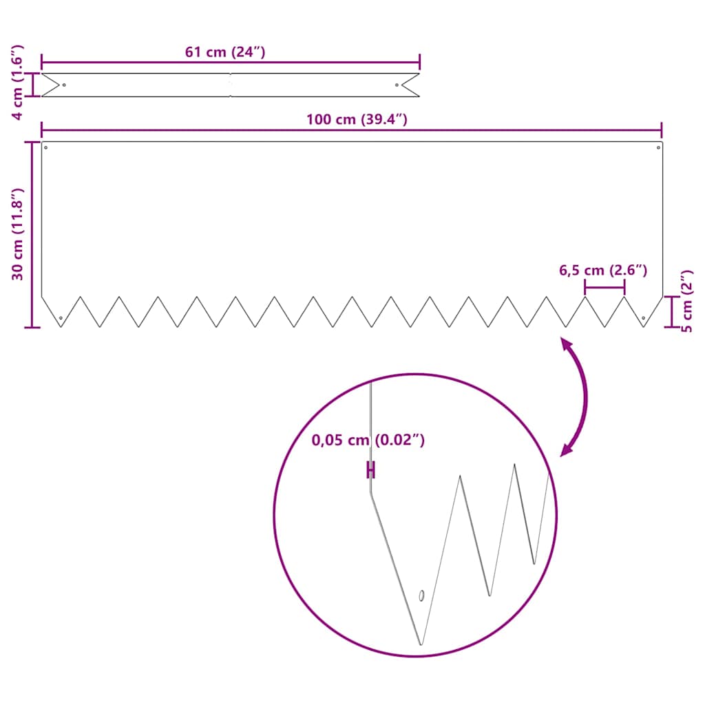 Bordura per Prato 30 pcs Marrone 100 x 0.05 x 20 cm