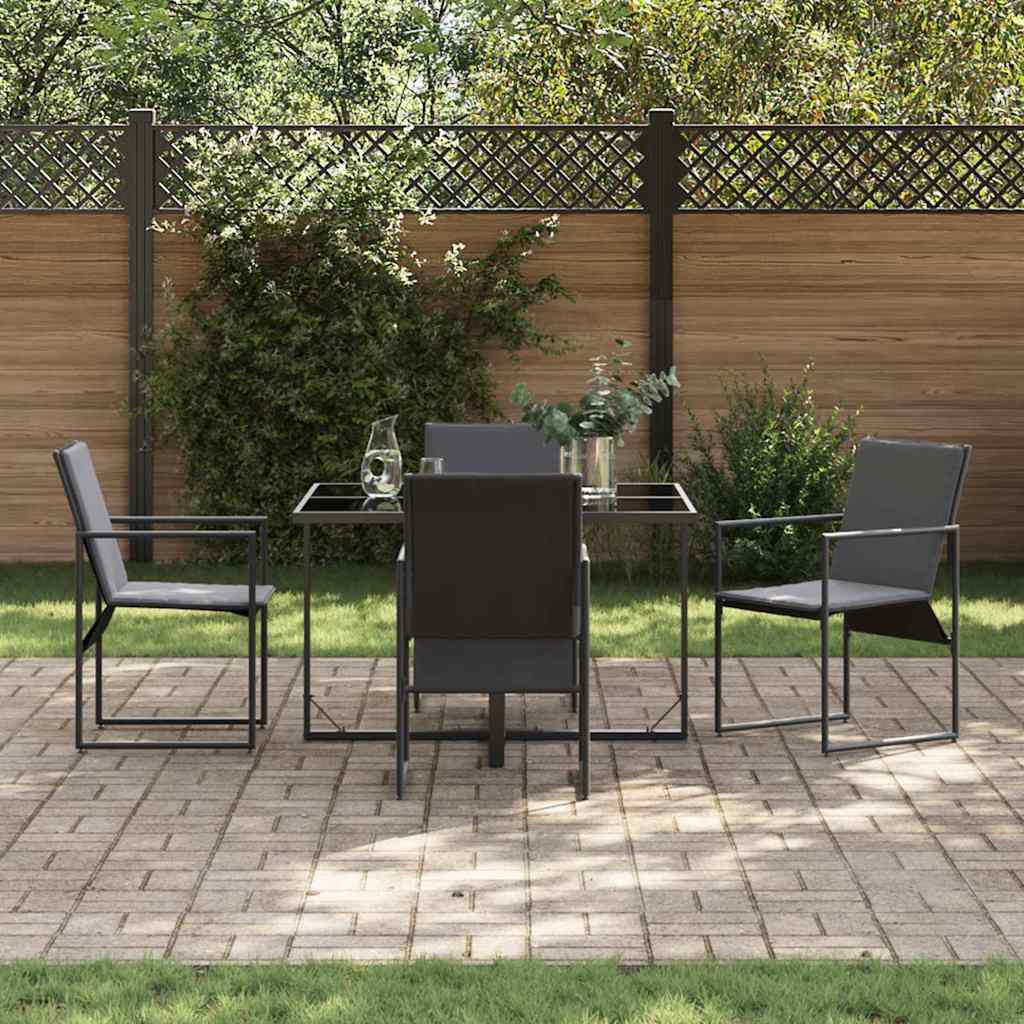 Set da Pranzo per Giardino 5 pcs Nero Acciaio | homemem39