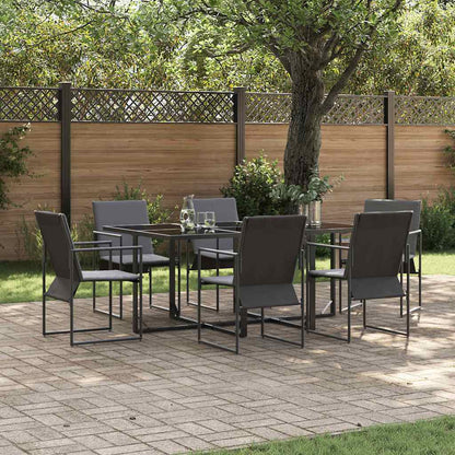 Set da Pranzo per Giardino 7 pcs Nero Acciaio | homemem39