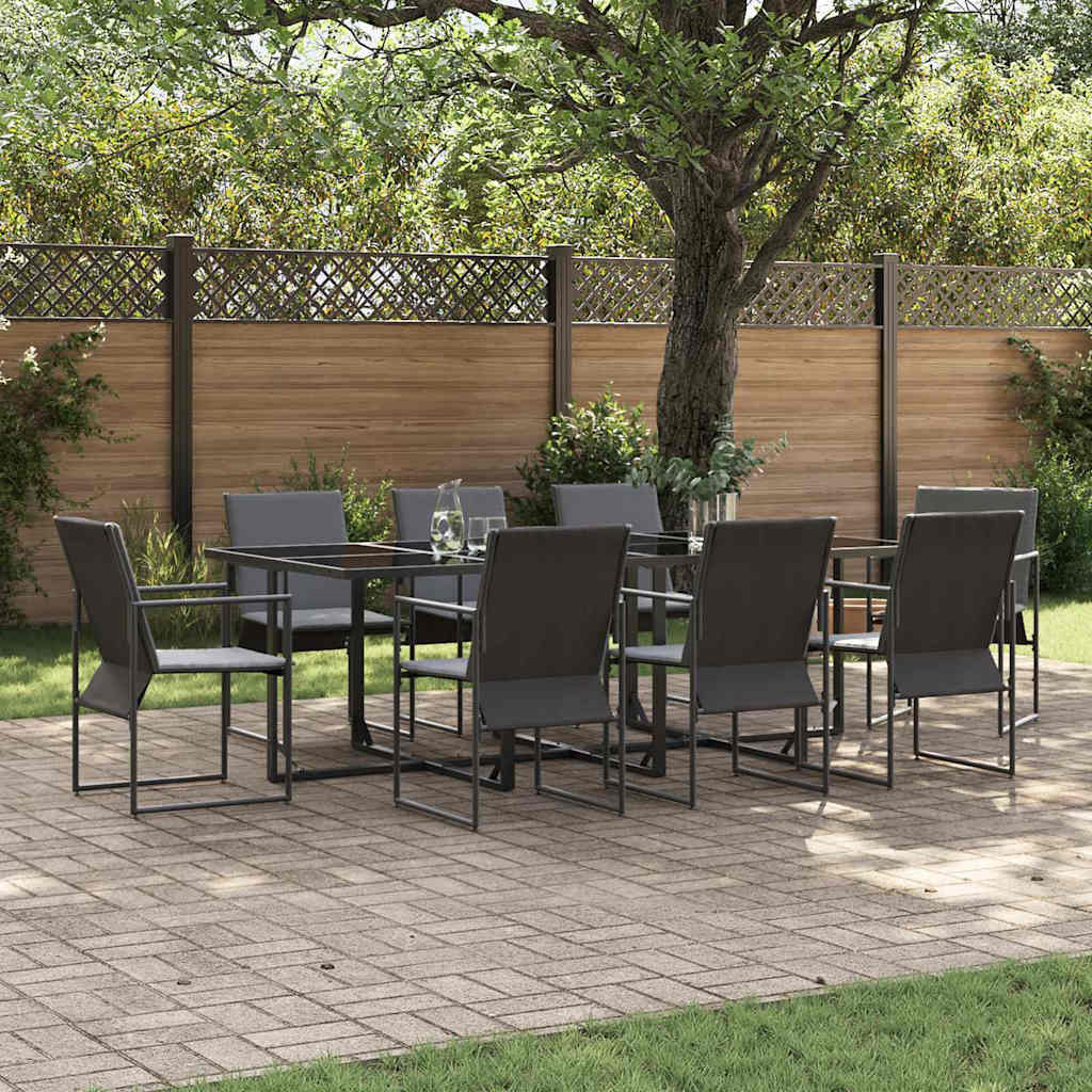 Set da Pranzo per Giardino 9 pcs Nero Acciaio | homemem39