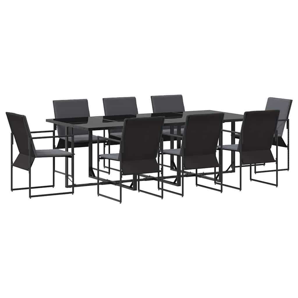 Set da Pranzo per Giardino 9 pcs Nero Acciaio | homemem39
