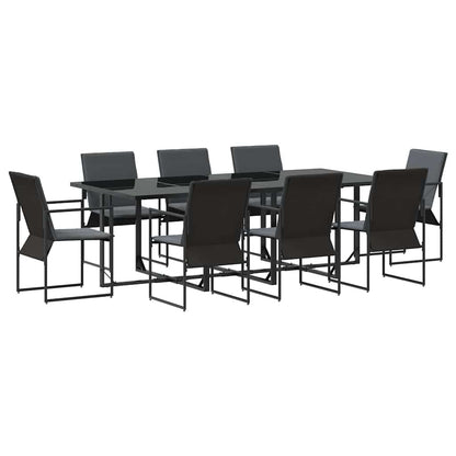 Set da Pranzo per Giardino 9 pcs Nero Acciaio | homemem39