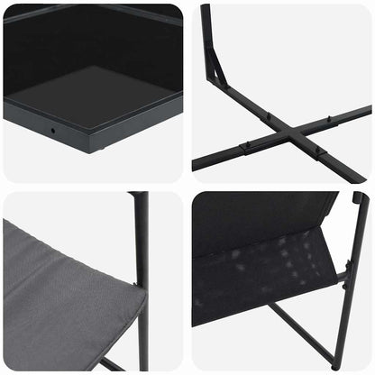 Set da Pranzo per Giardino 11 pcs Nero Acciaio | homemem39