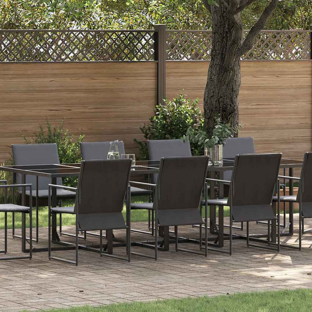 Set da Pranzo per Giardino 11 pcs Nero Acciaio | homemem39