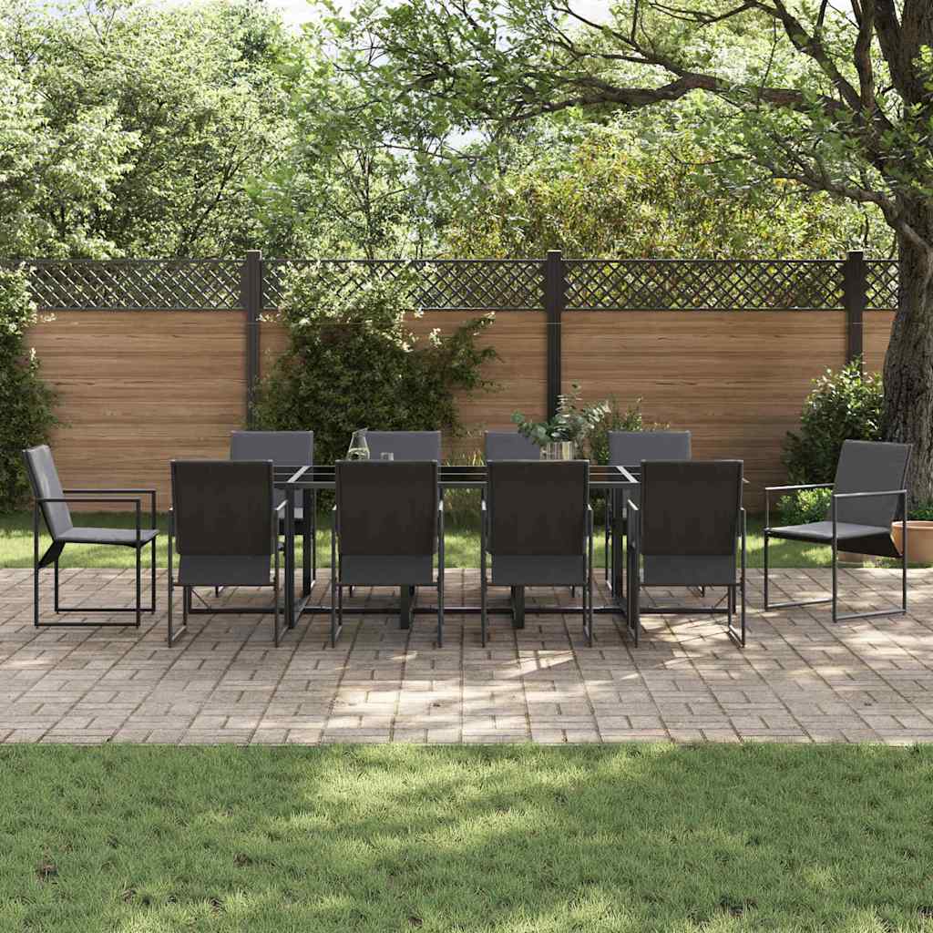 Set da Pranzo per Giardino 11 pcs Nero Acciaio | homemem39