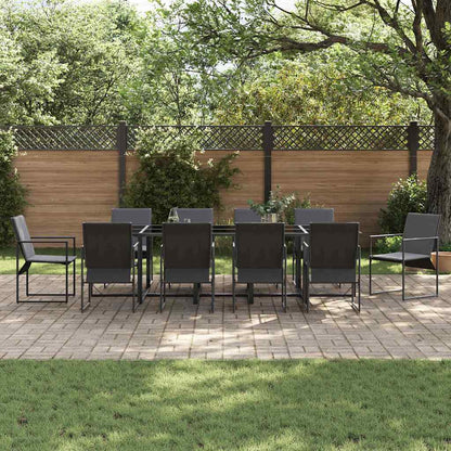 Set da Pranzo per Giardino 11 pcs Nero Acciaio | homemem39